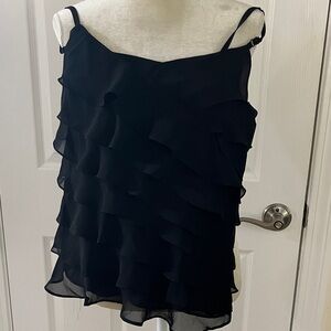 Ann Taylor Elegant Black Ruffled Camisole